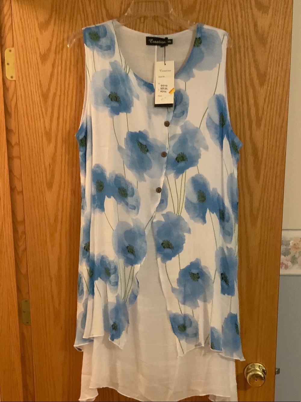 Sleeveless Blue Floral Layered Dress